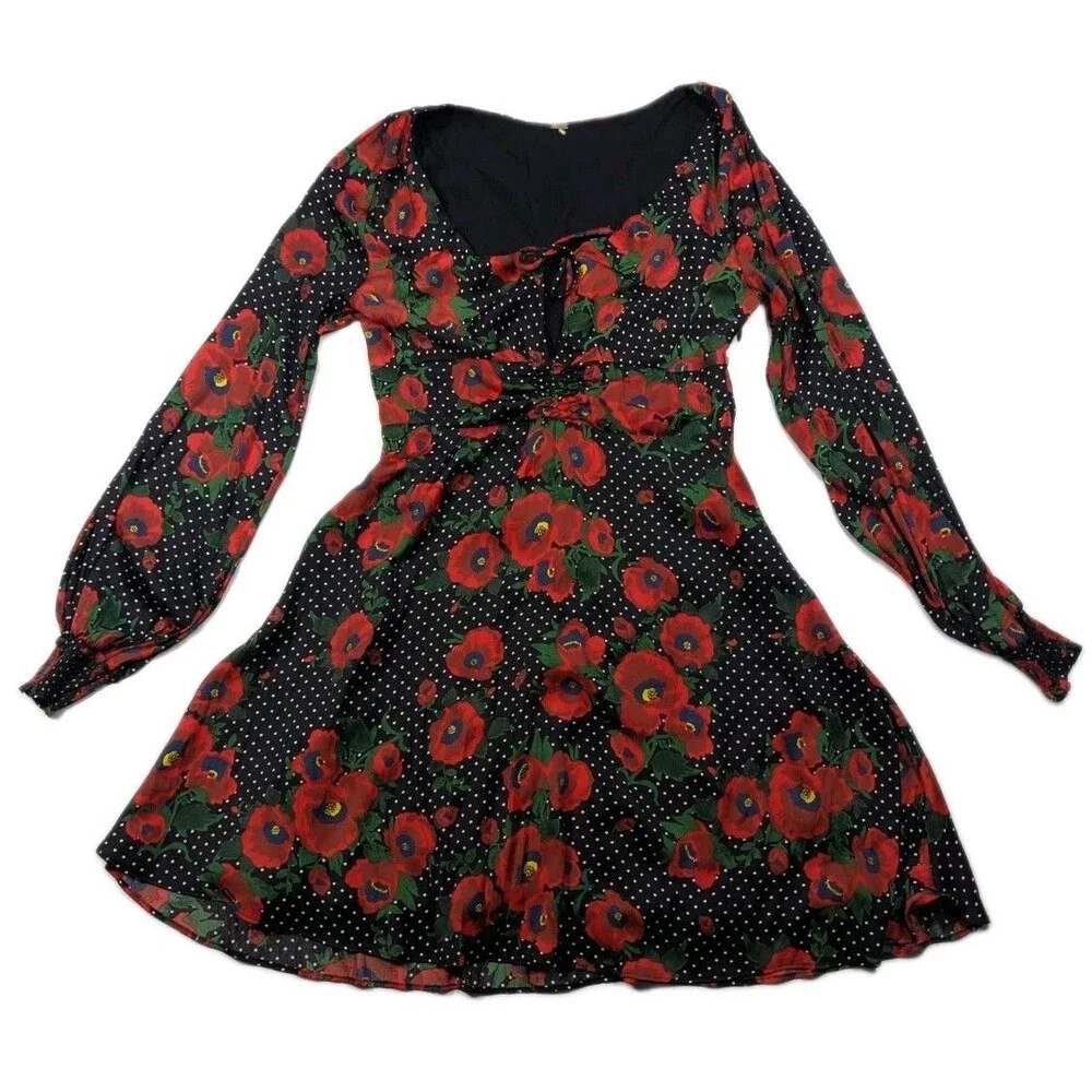 Free People Dress Poppies And Polka Dots